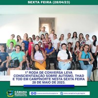 1ª RODA DE CONVERSA LEVA CONSCIENTIZAÇÃO SOBRE AUTISMO, THAD E TOD EM CAMPINORTE 